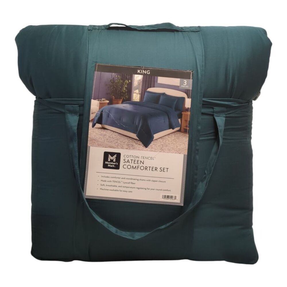 Member’s Mark 3-Piece Cotton-Tencel Sateen Comforter Set, King - Teal
